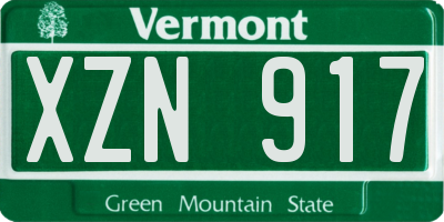 VT license plate XZN917