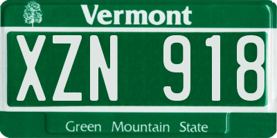 VT license plate XZN918