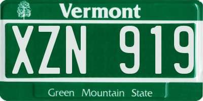 VT license plate XZN919