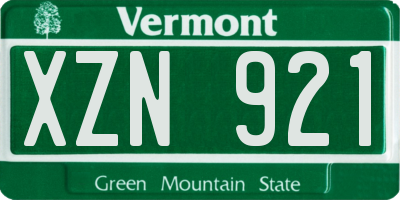 VT license plate XZN921