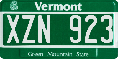 VT license plate XZN923