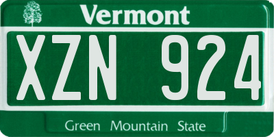 VT license plate XZN924