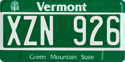 VT license plate XZN926