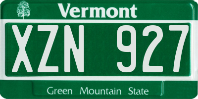 VT license plate XZN927