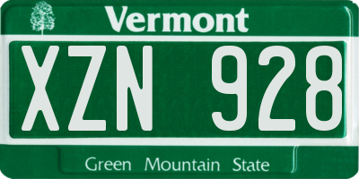 VT license plate XZN928