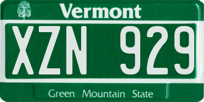VT license plate XZN929