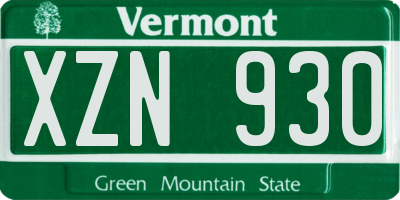 VT license plate XZN930