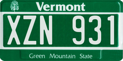 VT license plate XZN931