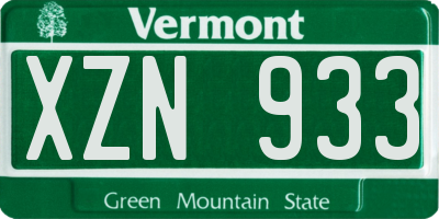 VT license plate XZN933