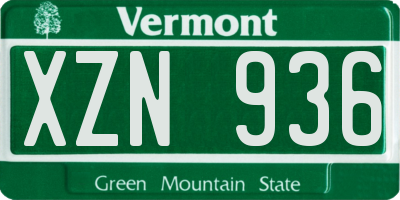 VT license plate XZN936