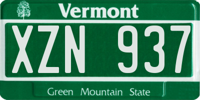 VT license plate XZN937