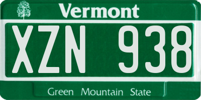 VT license plate XZN938