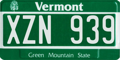 VT license plate XZN939
