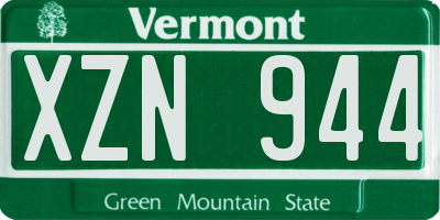 VT license plate XZN944