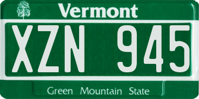 VT license plate XZN945