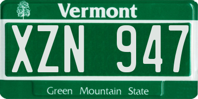 VT license plate XZN947