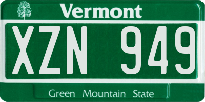 VT license plate XZN949