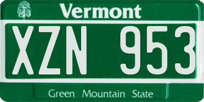VT license plate XZN953