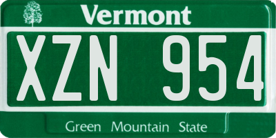 VT license plate XZN954