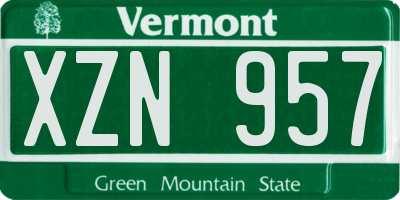 VT license plate XZN957