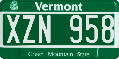 VT license plate XZN958