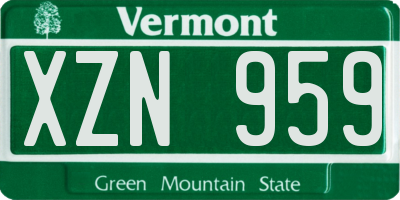 VT license plate XZN959