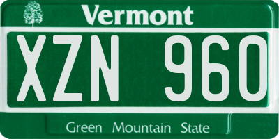 VT license plate XZN960