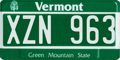 VT license plate XZN963