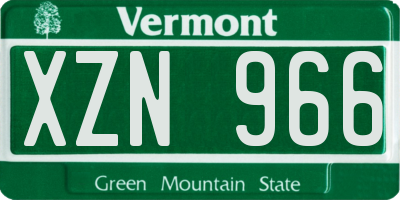 VT license plate XZN966
