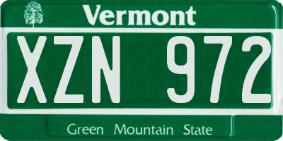 VT license plate XZN972