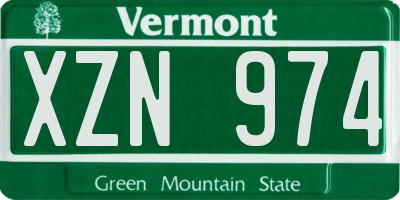 VT license plate XZN974