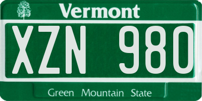VT license plate XZN980