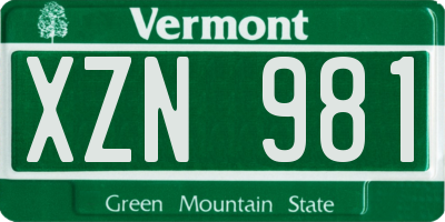 VT license plate XZN981