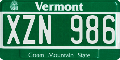 VT license plate XZN986