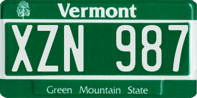 VT license plate XZN987