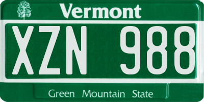 VT license plate XZN988