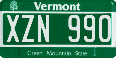 VT license plate XZN990