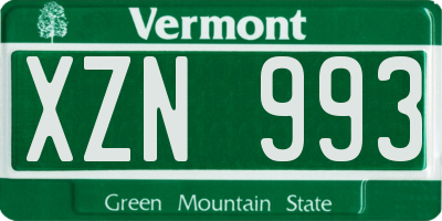 VT license plate XZN993