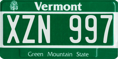 VT license plate XZN997