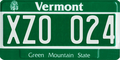 VT license plate XZO024
