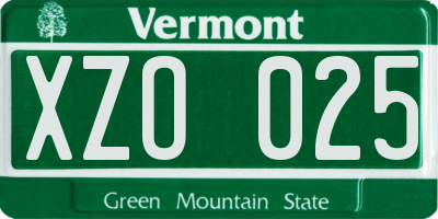 VT license plate XZO025