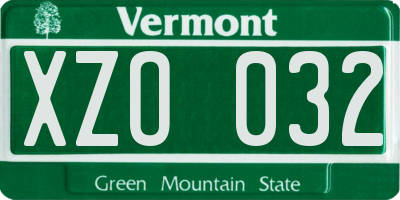 VT license plate XZO032
