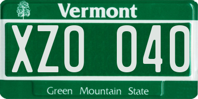 VT license plate XZO040