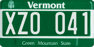 VT license plate XZO041
