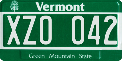 VT license plate XZO042