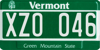VT license plate XZO046