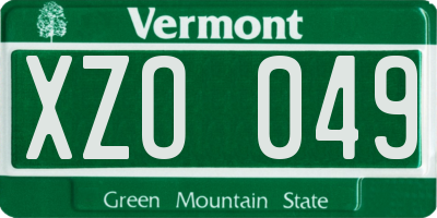 VT license plate XZO049