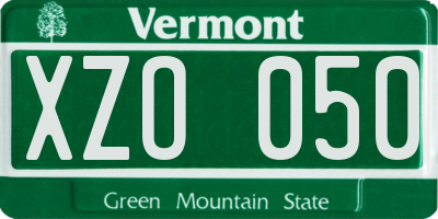 VT license plate XZO050