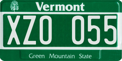 VT license plate XZO055