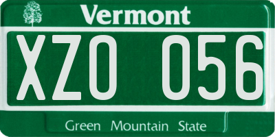 VT license plate XZO056